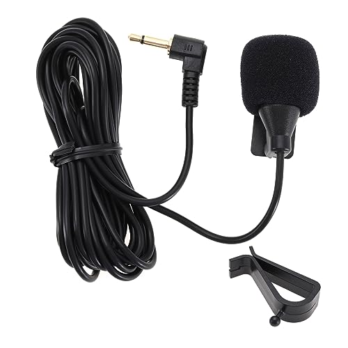 eMagTech 1x Clip Mikrofon, GPS Stereo Radio, Kabelgebundenes Automikrofon, Schnallen-Paste-Typ mit Mikrofon, Schwamm, Schwarz, 60 Hz-15 kHz, 3,5 Mm von eMagTech