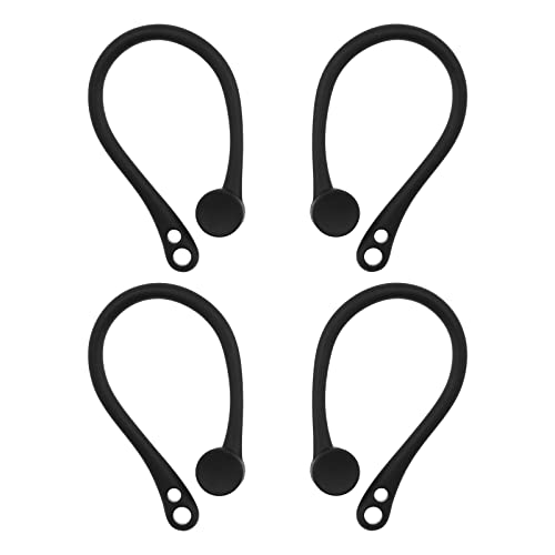 eMagTech 2 Paar Kopfhörer Ohrbügel Anti-Lost Ohrhaken Schutzhalterungen kompatibel mit AirPods 1 2 3 Pro für Outdoor Aktivitäten Sport Schwarz von eMagTech