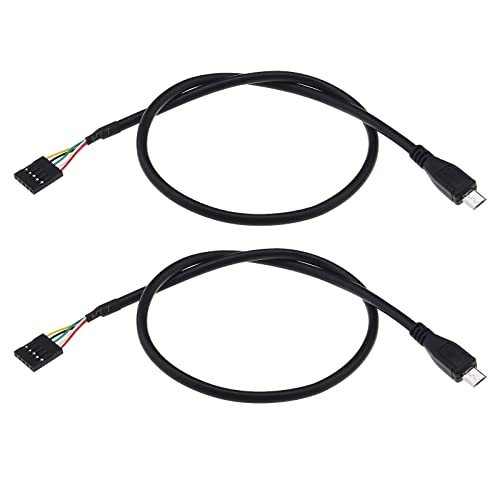 eMagTech 2 Stück USB Header auf Micro USB Kabel 5-polige Motherboard Weibliche Kopfzeile auf Micro USB Adapter Verlängerungskabel Computerzubehör 50cm 1,64 Ft von eMagTech