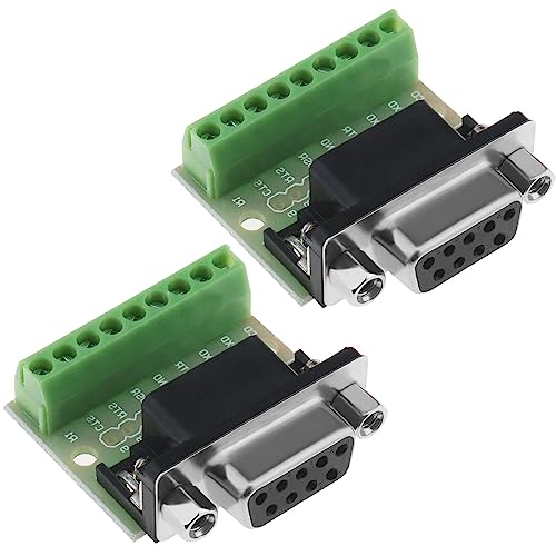 eMagTech 2X DB9 Breakout Board 9 Pin 2 Reihen Buchse RS232 Seriell Port Klemmenblock-Adapter Lötfreies Modul für Automatische Steuerungsgeräte von eMagTech