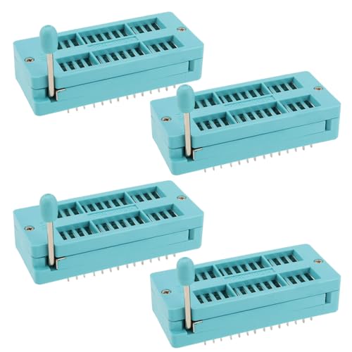 eMagTech 4 x 28-polige IC-Test-ZIF-Buchse, 2,54 mm Pitch DIP-Board-Buchse, integrierte Schaltung, IC-Buchse für Mikrocontroller-Chip, Steckplatine, Programm-ICs von eMagTech