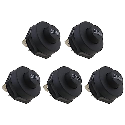 eMagTech 5 x Momentary Horn Push Button Switch 12/24V 22mm Round Motor Startschalter für Auto Kofferraum Bauernhof Fahrzeug Automobilteile schwarz von eMagTech