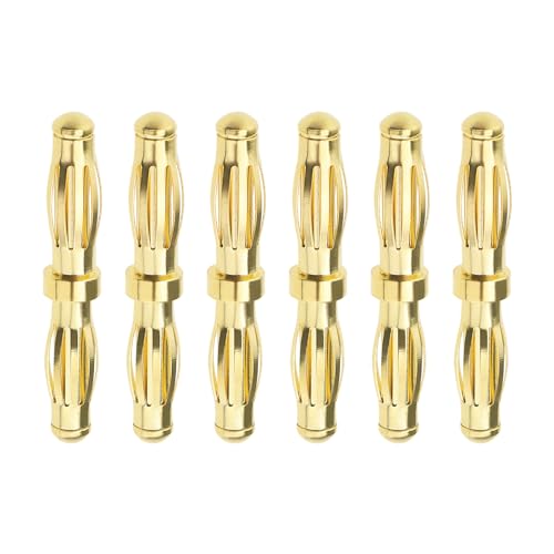 eMagTech 6 Stück Stecker auf Stecker Doppelseitige Laterne Reines Kupfer Vergoldete Bananenstecker Größe 3,5 X 30 mm Geeignet für Audio-Stecker Lautsprecher-Stecker von eMagTech