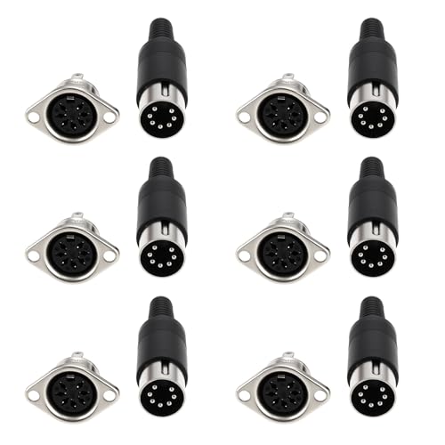 eMagTech 6 x 7-poliger DIN-Stecker, Buchse, Adapter, Lötfeld-Halterung für digitale Geräte, Videosignale, Gehäuse von eMagTech