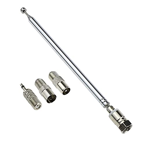 eMagTech 74 cm Antenne FM Radio Antenne Teleskop 75 Ohm Typ F Stecker mit Adapter für Tisch Top Radio HiFi AV Stereo Mini System von eMagTech