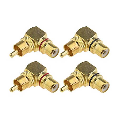 eMagTech 90 Grad Cinch-Stecker auf Buchse, Stecker-Adapter für Mixer, Audio-Peripheriegeräte, Verstärker, Wandmontage, TV-Mikrofone, vergoldete Elektronik-Zubehör, 4 Stück von eMagTech