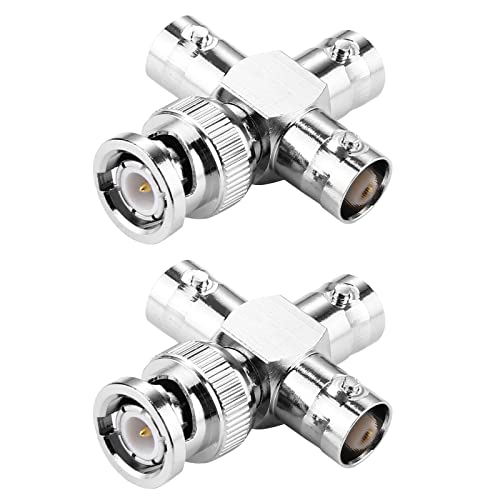 eMagTech BNC-Stecker auf 3 Buchsen, Adapter, T-Typ, Koaxialstecker, 4-Wege-Splitter, Koaxial-Adapter für Verlängerungskabel, Koaxialkabel, CCTV, WLAN, Radios, 50 Ohm, 2 Stück von eMagTech