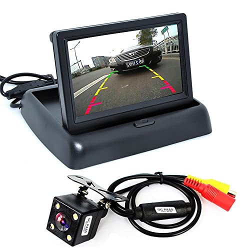 ePathChina 1 Set Faltbarer hochauflösender 4,3 Zoll TFT LCD Mini Auto Monitor mit Rückfahrkamera für Fahrzeug Rückfahrsystem von ePathChina