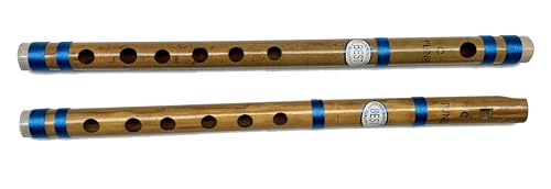 Bansuri-Flöten aus Bambus, indische Vansali-Flöten, Konzertflöten für Anfänger und Profis, Normaltonleiter C-Dur, 33 cm, Blockflöte und Querflöte im Set von eRadius