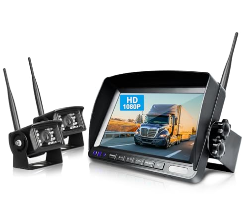 eRapta 1080P FHD digitales kabelloses Rückfahrkamerasystem-Kit, 7-Zoll-HD-LCD-Monitor, wasserdichte IP69-Rückfahrkamera ohne Störungsaufzeichnung, Nachtsicht, für Wohnmobil/LKW/Anhänger/Van/Bus von eRapta