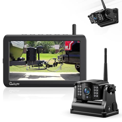 eRapta 5“ LCD Kabellos Digital Rückfahrkamera Set, mit 1080P Monitor:9600mAh Akku 2 Mins DIY Installation, IP69K Wasserdicht Rückfahrkameras für Auto, LKW, Van, SUV, Wohnmobil von eRapta