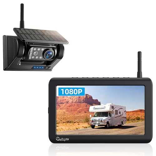eRapta Magnetisch Solar Rückfahrkamera Kabellos mit 7" 1080P Monitor: 9600mAh Akku 1 Mins DIY Installation & Dual-Split Funk Rückfahrkamera, IP69K Wasserdicht Rückfahrkameras für Auto, LKW, Van von eRapta