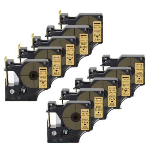 eRgDFS Kompatibel mit Label Manager 160 280 LabelPoint Label Tape D1 45013 40913 43613 6mm 9mm 12 mm schwarz auf Weiß(Black on Gold) von eRgDFS