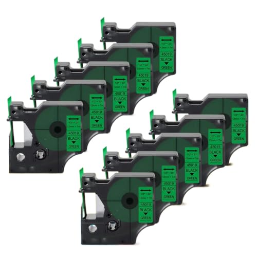 eRgDFS Kompatibel mit Label Manager 160 280 LabelPoint Label Tape D1 45013 40913 43613 6mm 9mm 12 mm schwarz auf Weiß(Black on Green) von eRgDFS