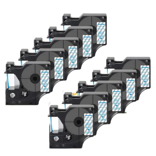 eRgDFS Kompatibel mit Label Manager 160 280 LabelPoint Label Tape D1 45013 40913 43613 6mm 9mm 12 mm schwarz auf Weiß(Blue on Clear) von eRgDFS