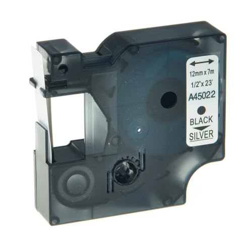 eRgDFS Kompatibel mit Label Tape D1 45010 45013 in 6mm 9mm 12 mm Verwendung mit Label Manager 100 150 200 250 Writer -Drucker(Black on Silver) von eRgDFS