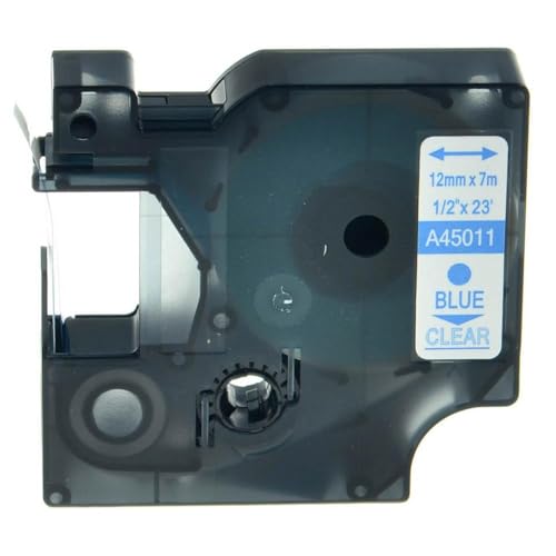 eRgDFS Kompatibel mit Label Tape D1 45010 45013 in 6mm 9mm 12 mm Verwendung mit Label Manager 100 150 200 250 Writer -Drucker(Blue Print on Clear) von eRgDFS
