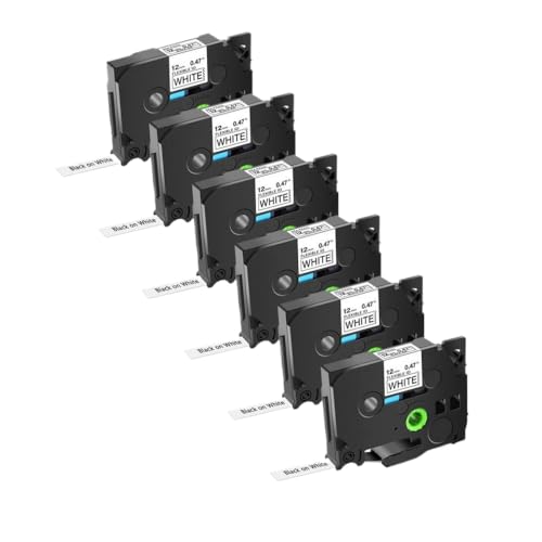 eRgDFS Kompatibel mit PT-1170 PT-1760-Modellen TZ-FX231 TZ-FX131 TZ-FX631 6 Pack schwarz auf weiße Flexible ID-Bänder(Black on White) von eRgDFS