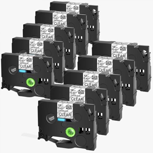 eRgDFS Kompatibel mit verschiedenen Etikettendruckern 10 Pack Flexible Laminat -Etikett -Klebeband TZE FX131 Schwarz auf Clear 12mm von eRgDFS