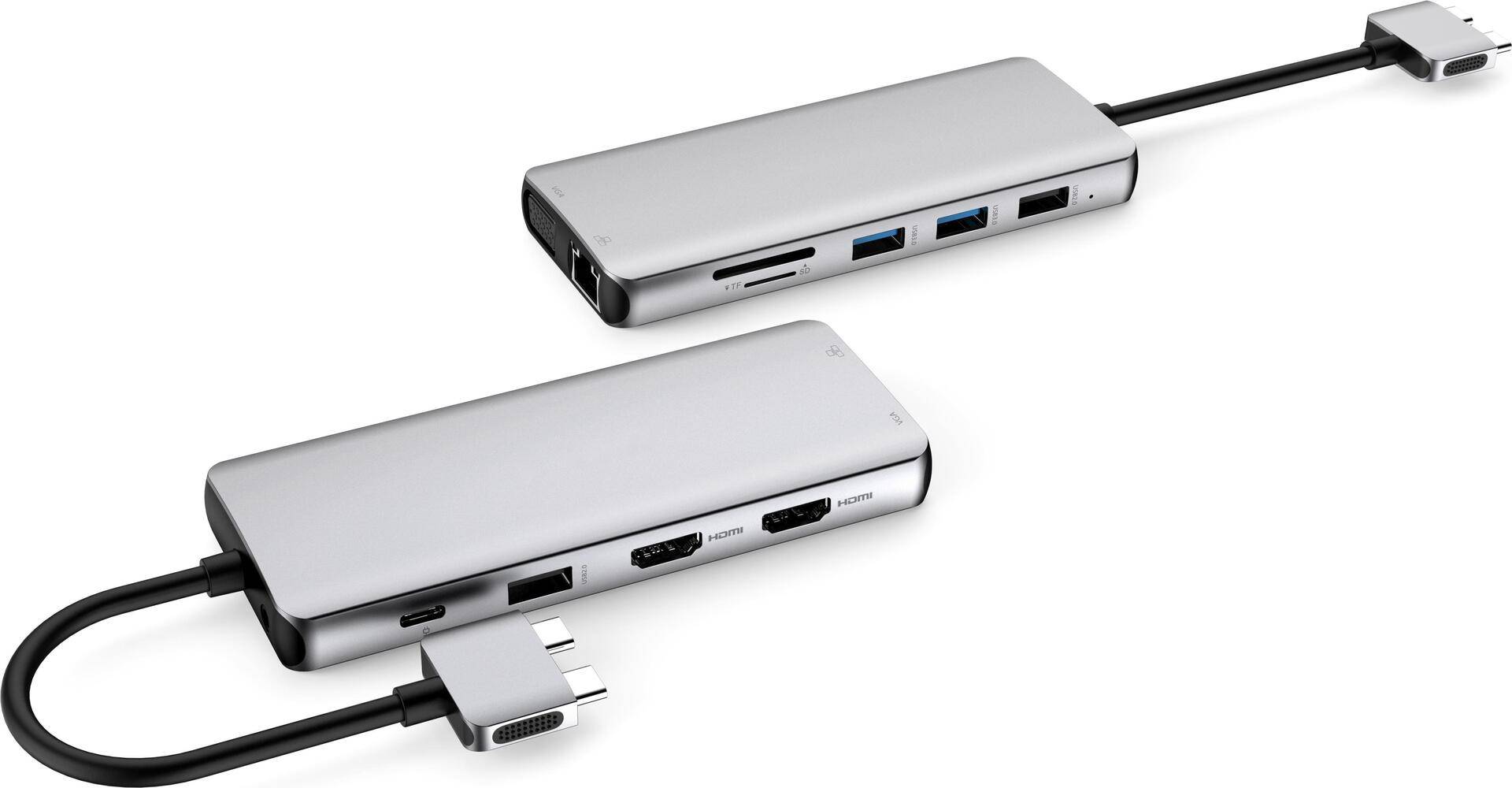eSTUFF Dual USB-C Dock - Dockingstation - USB-C 3.2 Gen 1 - VGA, HDMI - GigE - für Apple Mac mini (Anfang 2020, Ende 2018), MacBook Pro von eSTUFF