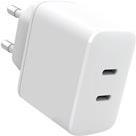 eSTUFF INFINITE - Netzteil - 100 % recycelter Kunststoff - 35 Watt - 3 A - Apple Fast Charge, PD 3,0, Quick Charge 3.0 - 2 Ausgabeanschlussstellen (24 pin USB-C) - weiß (ES637035) von eSTUFF