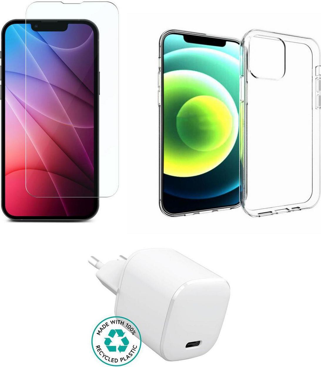 eSTUFF Kit for iPhone 13. Charger Cover Glass. Brown Box. (ES-KIT-IPH13) von eSTUFF