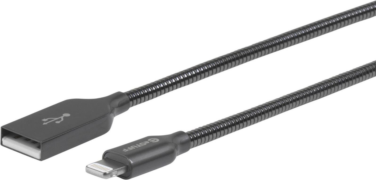 eSTUFF - Lightning-Kabel - Lightning männlich zu USB männlich - 1,5m - Grau, Stahl (ES601165) von eSTUFF