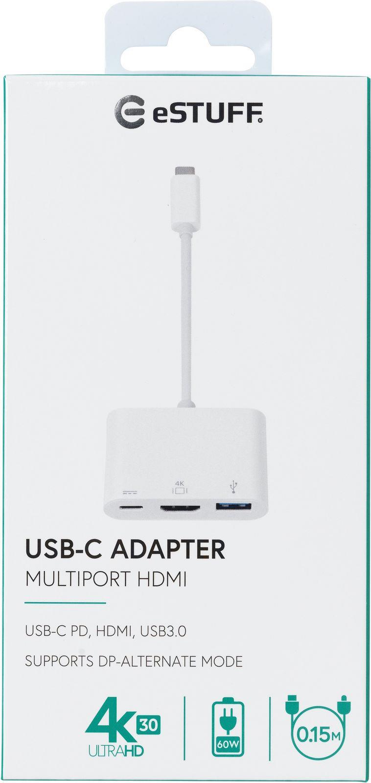 eSTUFF AV Multiport Adapter - Externer Videoadapter - USB-C - HDMI - weiß (ES623001WH) von eSTUFF