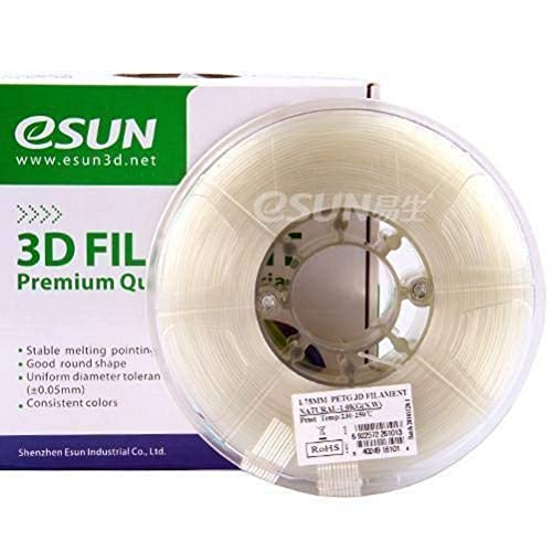 SUN-E eSun 3D Filament - PETG, 1kg / 1.75mm - Natural (natural), Druck Tempe. 230-250 Grad C, Universal für 3D Drucker z.B. MakerBot RepRap MakerGear Ultimaker Mendel Huxlep UP Thing-o-matic von eSUN