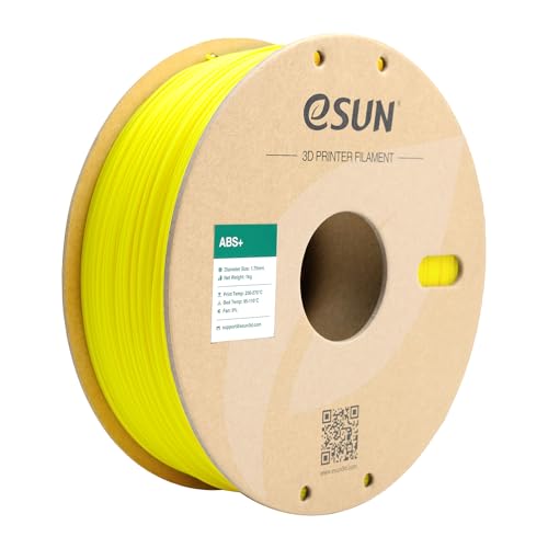eSUN ABS+ Filament 1.75mm, 3D Drucker Filament ABS Plus, Maßgenauigkeit +/- 0.05mm, 1kg Spule (2.2 LBS) 3D Druck Filament für 3D Drucker, Gelb von eSUN
