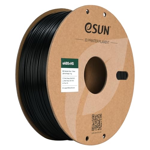 eSUN ABS+ Filament 1.75mm, ABS+HS Hochgeschwindigkeits 3D Drucker Filament Schnelligkeit ABS Plus, Maßgenauigkeit +/- 0.03mm, 1KG Spule (2.2 LBS) für 3D High Speed Drucker,Schwarz von eSUN
