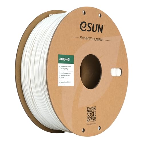 eSUN ABS+ Filament 1.75mm, ABS+HS Hochgeschwindigkeits 3D Drucker Filament Schnelligkeit ABS Plus, Maßgenauigkeit +/- 0.03mm, 1KG Spule (2.2 LBS) für 3D High Speed Drucker,Weiß von eSUN