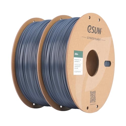 eSUN ASA+ Filament 1.75mm, witterungsbeständig, 1KG (2.2 LBS) pro Spule, 2 Rollen Druckmaterial für 3D-Drucker, Grau-2KG von eSUN