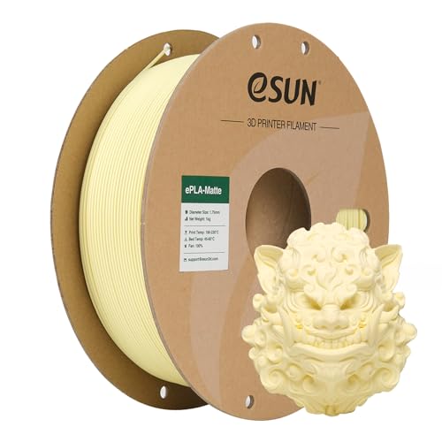 eSUN Aufgerüstet Matte PLA 3D Drucker Filament, Matte PLA Filament 1.75mm, Maßgenauigkeit +/- 0.05mm, 1kg Spule (2.2 LBS) 3D Druck Filament für 3D Drucker, Matte Mandel Gelb von eSUN