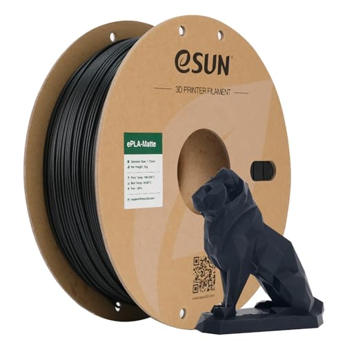 eSUN Aufgerüstet Matte PLA 3D Drucker Filament, PLA 1.75mm, Maßgenauigkeit +/- 0.05mm, 1kg Spule (2.2 LBS) Filament für 3D Drucker, Dunkel Schwarz von eSUN