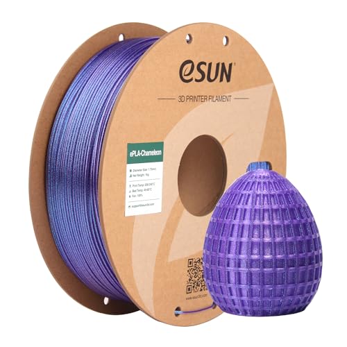 eSUN Chameleon PLA Filament 1.75mm, Glitter 3D Drucker PLA Filament, Farbverlaufsänderung Maßgenauigkeit +/- 0.05mm, 1KG Spule (2.2 LBS) für 3D Drucker, Nebula Lila von eSUN