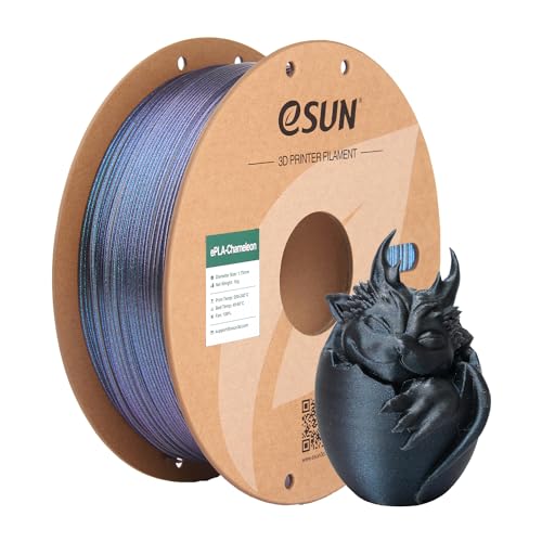 eSUN Chameleon PLA Filament 1.75mm, Glitter 3D Drucker PLA Filament, Farbverlaufsänderung Maßgenauigkeit +/- 0.03mm, 1KG Spule (2.2 LBS) für 3D Drucker, Techno Schwarz von eSUN