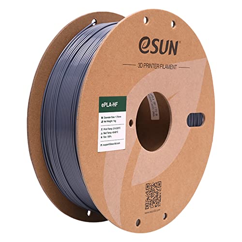 eSUN Hohe Geschwindigkeit PLA Filament 1.75mm, 3D Drucker Filament PLA-HS, Maßgenauigkeit +/- 0.03mm, 1KG Spule (2.2LBS) 3D Druck Filament für 3D Drucker, Grau von eSUN