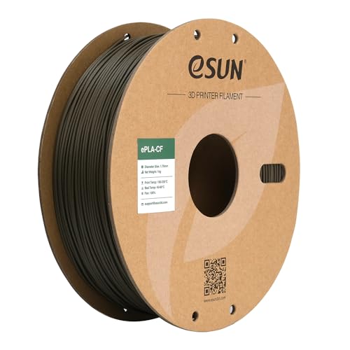 eSUN Kohlefaser Gefüllt PLA Filament 1.75mm, PLA-CF Carbon Fiber Filled PLA Filament Maßgenauigkeit +/- 0.03mm, 1KG Spule (2.2 LBS) 3D Druck Materialien für FDM 3D Drucker,Gelb Braun von eSUN