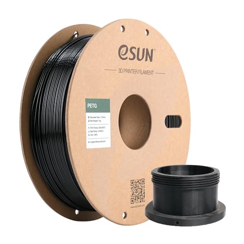 eSUN PETG Filament, aus Polyethylenterephthalatglykol, 1,75 mm, 3D-Drucker, PETG, Maßgenauigkeit +/- 0,05 mm, 1 kg Spule (2,2 LBS) 3D-Druck-Filament für 3D-Drucker, Schwarz robust von eSUN