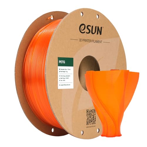 eSUN PETG Filament 1.75mm, 3D Drucker Filament PETG, Maßgenauigkeit +/- 0.05mm, 1kg Spule (2.2 LBS) 3D Druck Filament für 3D Drucker, Orange von eSUN