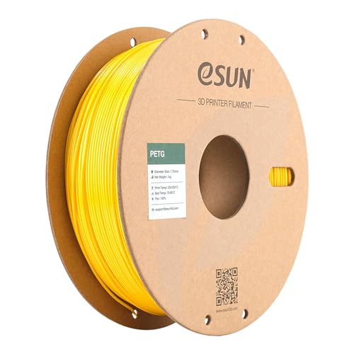 eSUN PETG Filament 1.75mm, 3D Drucker Filament PETG, Maßgenauigkeit +/- 0.05mm, 1kg Spule (2.2 LBS) 3D Druck Filament für 3D Drucker, Solide Gelb von eSUN