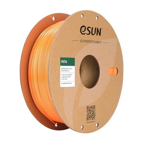 eSUN PETG Filament 1.75mm, 3D Drucker Filament PETG, Maßgenauigkeit +/- 0.05mm, 1kg Spule (2.2 LBS) 3D Druck Filament für 3D Drucker, Solide Orange von eSUN
