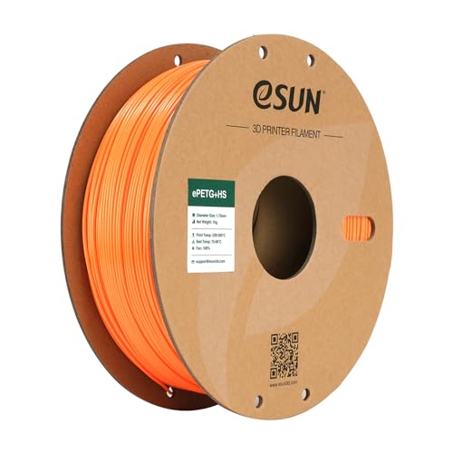 eSUN PETG Filament 1.75mm, PETG+HS Hochgeschwindigkeits 3D Drucker Filament, Maßgenauigkeit +/- 0.03mm, 1KG Spule (2.2 LBS) Schnelligkeit PETG für 3D High Speed Drucker,Einfarbig Orange von eSUN