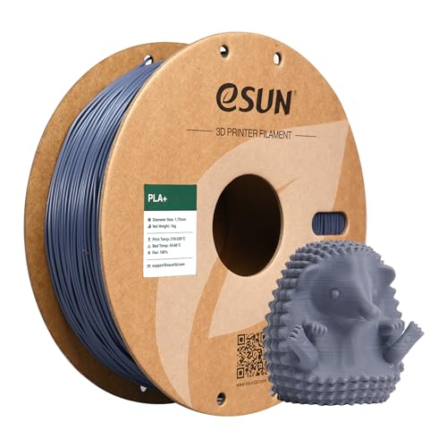 eSUN PLA+ Filament 1,75 mm, verstärkt Zähigkeit 3D-Drucker PLA Plus, Maßgenauigkeit +/- 0,03 mm, 1 kg Spule (2,2 LBS) 3D-Druck-Filament für 3D-Drucker, Grau von eSUN