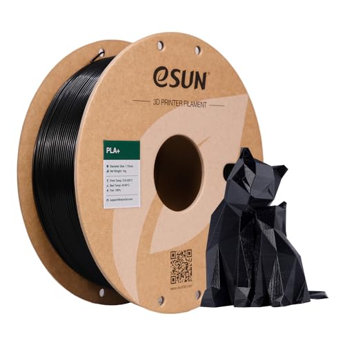 eSUN PLA+ Filament 1,75 mm, verstärkt Zähigkeit 3D-Drucker PLA Plus, Maßgenauigkeit +/- 0,03 mm, 1 kg Spule (2,2 LBS) 3D-Druck-Filament für 3D-Drucker, Schwarz von eSUN