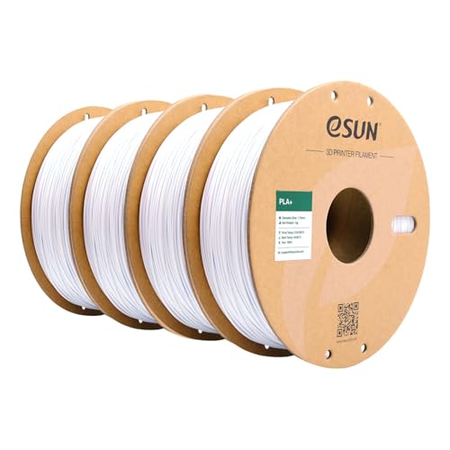 eSUN PLA+ Filament 1.75mm, 3D Drucker Filament PLA Plus, Maßgenauigkeit +/- 0.03mm, 1KG pro Spule, 4 Spulen 3D Druck Filament für 3D Drucker, Kühles Weiß von eSUN