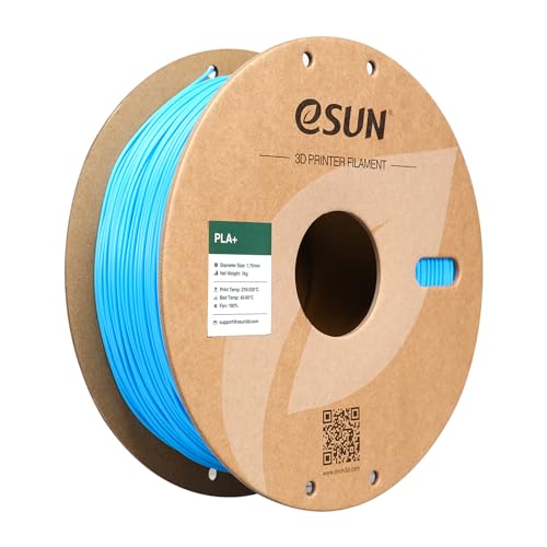 eSUN PLA+ Filament 1.75mm, 3D Drucker Filament PLA Plus, Maßgenauigkeit +/- 0.03mm, 1kg Spule (2.2 LBS) 3D Druck Filament für 3D Drucker, Hell Blau von eSUN