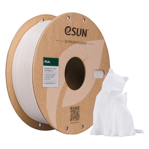 eSUN PLA+ Filament 1.75mm, 3D Drucker Filament PLA Plus, Maßgenauigkeit +/- 0.03mm, 1kg Spule (2.2 LBS) 3D Druck Filament für 3D Drucker, Weiß von eSUN