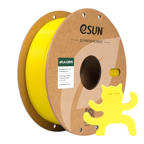 eSUN PLA+ Filament 1.75mm, Lithophan 3D Drucker Filament PLA Plus, Maßgenauigkeit +/- 0.03mm, 1KG Spule (2.2 LBS) CMYK Filament für FDM 3D Drucker, Gelb von eSUN